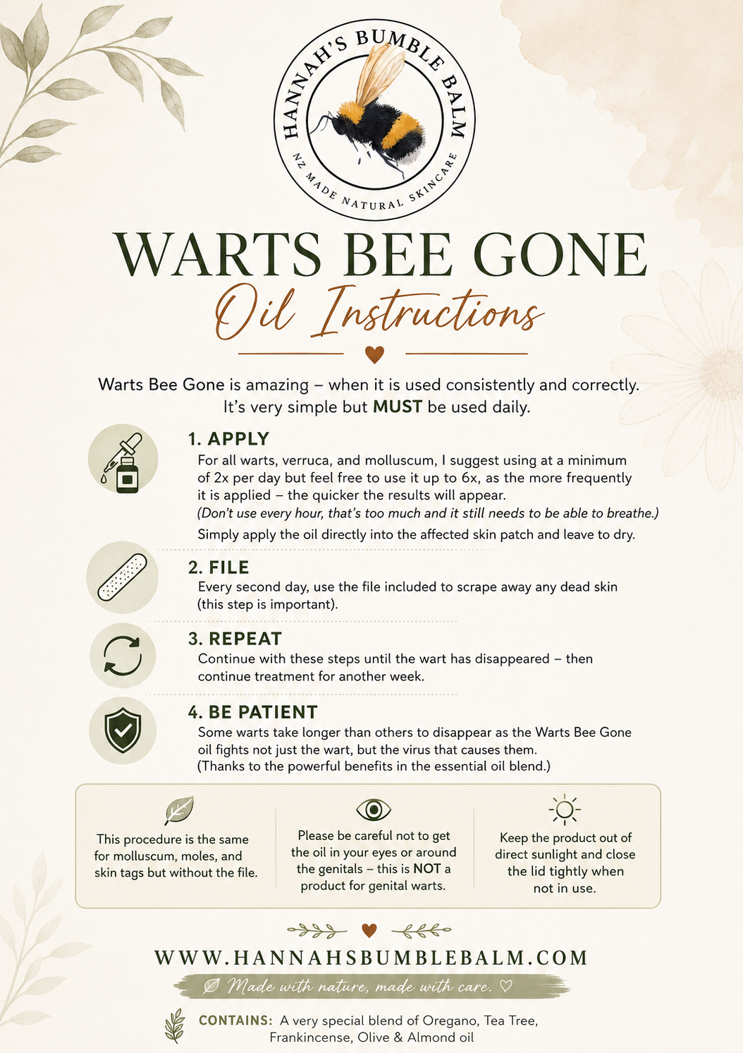 Warts Bee Gone Oil - for warts, verruca and skintags