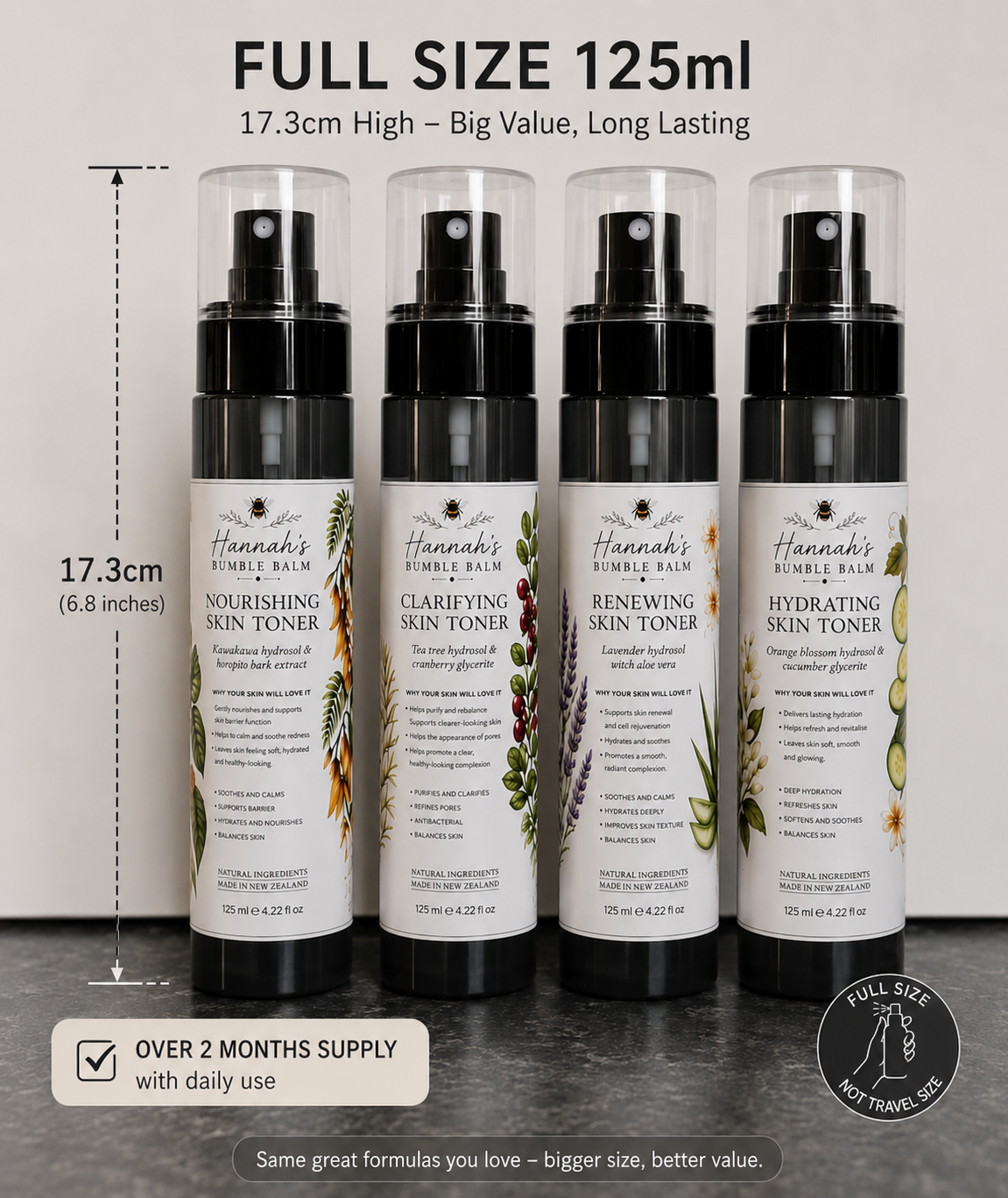 Botanical Face Toners - 125mls